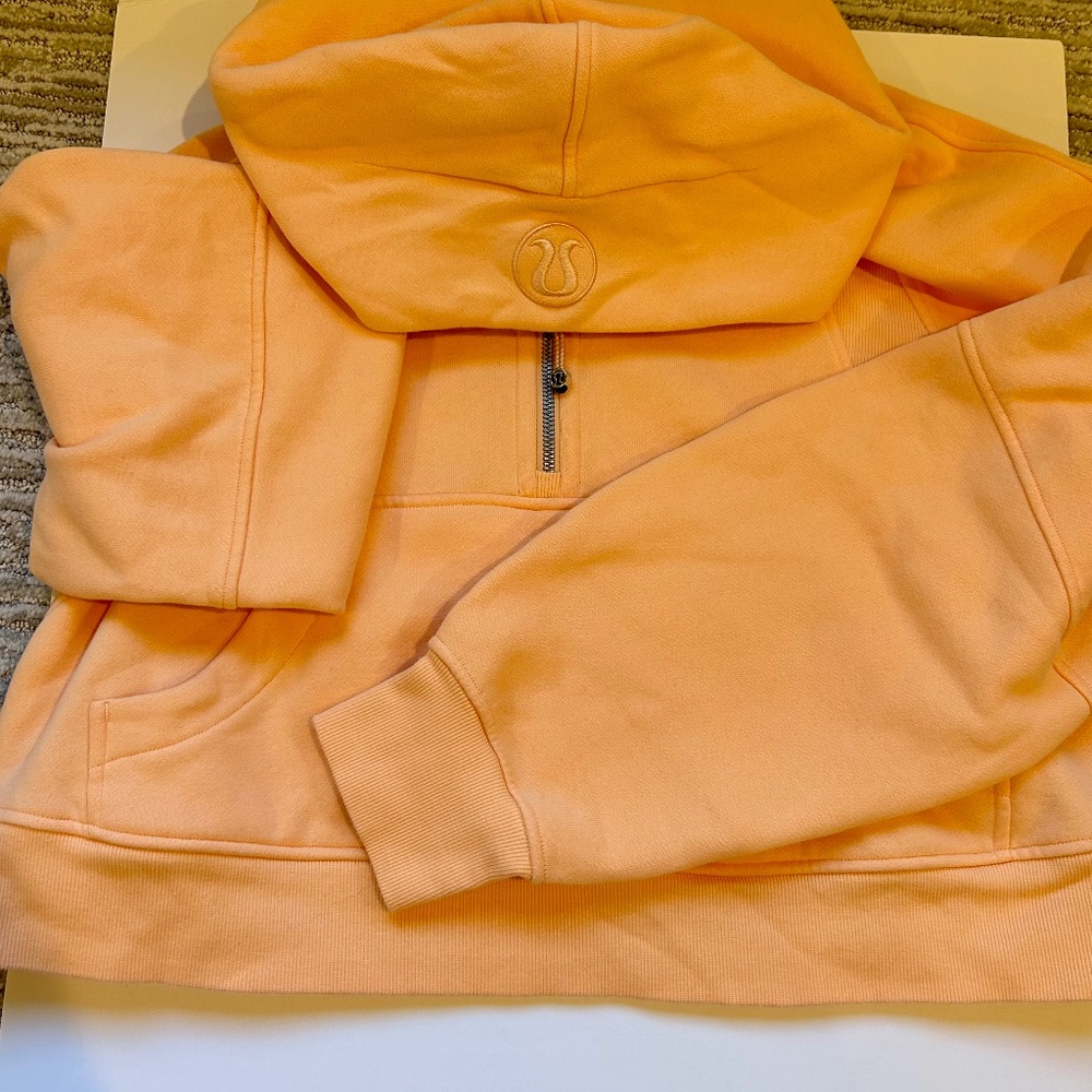 Lululemon Scuba Oversized Half Zip hoodie in Tangerine. Size m/l. Never worn.